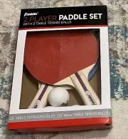 New Franklin Ping Pong Table Tennis Paddles 2 Player Set Paddle With 3 Balls