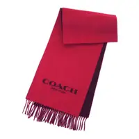在飛比找demall購物網優惠-COACH 經典logo雙色流蘇圍巾-磚紅 FV562090