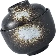 TIDTALEO Lidded Ceramic Stew Pot for Kitchen Steamed Egg Cup and Dessert Serving Bowl Safe Japanese Design for Soups Puddings and Bird Nest Dishes Easy to Clean