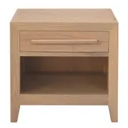 Centrum Furniture Dion 1-Drawer Solid White Cedar Bedside Table - Natural