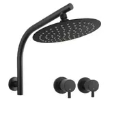 ACA WELS WATERMARK Round 10'' Ultrathin Stainless Steel Rainfall Shower Head Set Gooseneck Wall Arm Twin Taps Black