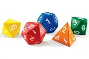 Learning Resources Jumbo Foam Polyhedral Dice, 5 Dice, 4, 8, 10, 20 Sides, Ages 5+ Multicolor, 3 W in