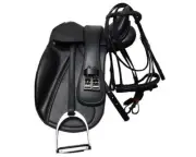New Dressage Leather Covered Saddle Changeable Gullet With Free Tack Set