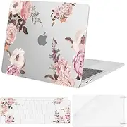 MOSISO Compatible with MacBook Air 13 inch Case 2022 2021 2020 2019 2018 Release A2337 M1 A2179 A1932 Retina Display Touch ID, Plastic Peony Hard Shell Case&Keyboard Cover&Screen Protector,Transparent
