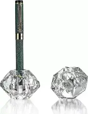 QFkris 2-Packs Crystal Fountain Pen Stand Glass Feather Pen Holder Crystal Pen &