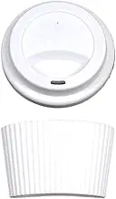 2PCS/Set Silicone Coffee Cup Cover Heat Insulation Anti Slip Cup Sleeve Mug Glass Cup Cover Anti-Dust Cup Lids(White)