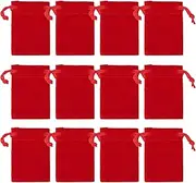 Nydotd 100pcs 2 X 3 inch Velvet Cloth Jewelry Pouches Velvet Drawstring Bags Christmas Candy Gift Bag Pouch for Wedding Favors Gifts, Event Supplies Party Favors Red