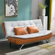 Convertible Folding Sofa Bed, Modern Sofa Bed Futon with Chrome Legs,3 Angles Adjustable Back, for Apartments, Guest Rooms, and Compact Spaces,Orange Interesting