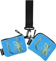 [Caihoyu] U Women's Coin Wallet Card Holder Thin Flat Card Organizer Purse with Keychain for Women Men 2 Packs, Multicolor, 4.13"(L) x 3.5"(W), Travel Accessory