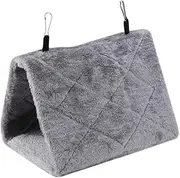 Soft Plush Hammock Hanging cage Bird nest Nestling hut Tent Bird Parrot Winter Warm Bed pet Toys(Gray, S)