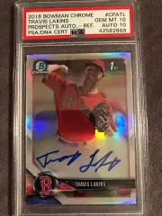 2018 Bowman Chrome 1st Travis Lakins Prospect Auto Ref PSA/DNA 10/10POP 1 RARE
