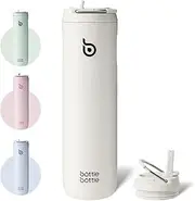 Bottle Bottle Insulated Water Bottle 24oz with Straw Lid and Handle for Sports Travel Gym Stainless Steel Water Bottles Double-Wall Vacuum Metal Bottles Leak Proof BPA-Free (Baby Gray)