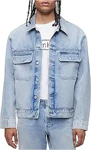 [Calvin Klein] Men's Medium Stonewash Utility Trucker Jacket