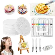 vlrbfl DIY Magic Foam Texture Painting Kit, 2025 New Magic Puffy Paint, 3D Drawing Canvas Sponge, Puffy Bubble DIY Painting Kit, Foam Texture Blank Paper Art Supplies (Round)