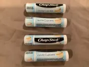 ~ 4 Tubes Sealed New Chapstick Vanilla Cupcake Lip Balm .15 Oz ~