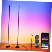 Corner Floor Lamp, Synced Dual Lights LED Control Floor Lamp RGB+ICW Light 55"