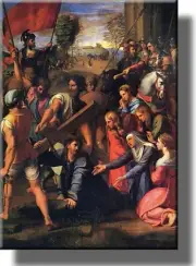 Christ on the Road to Calvary by Raphael, Picture on Stretched Canvas, Wall Art