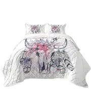 Native American Bull Skull Coverlet