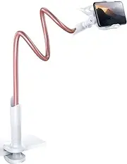 Gooseneck Phone Holder, Lamicall Phone Mount Holder for Bed - Flexible Long Arm Clamp Compatible for iPhone 16 Pro Max 15 14 13 12 Mini 11 Xs XR X 8 7 6 Plus Galaxy S22 S21, Smartphones - Rose Gold
