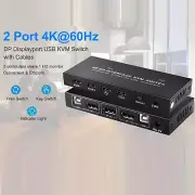 2 Port Displayport KVM Switch 4K USB DP KVM 2 in 1 out For PC share monitor