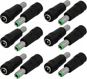 uxcell® Plastic Shell 6.3mm x 3.0mm Male to 5.5mm x 2.5mm Female DC Power Adapter Black 12pcs