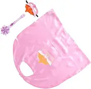 UPKOCH 3pcs Princess Dress Up with Light Up Wand Glittering Mask and Cloak for Halloween Cosplay Birthday Parties and Imaginative Play