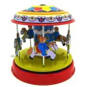 Vintage Carousel Clockwork Wind Up Tin Toy Decorations for Adults Collector