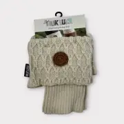 NEW Muk Luks Vanilla Cream Acrylic Knitted Fold Over Style Boot Toppers