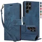 For Samsung S8 S9 S10 S20 S21 S22 S23 S24FE Leather Wallet Card Flip Case +Strap