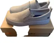 NWT SPERRY TOP SIDER WOMEN'S CREST TWIN GORE GREY LINEN CANVAS SNEAKER 5.5