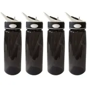4x 800ml Sucker Large Drinking Water/Juice Drinks Sports/Gym Bottle Straw Black