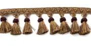 (SOLD BY THE YARD) 3.5'' Tassel Fringe Trim Gold mix w Purple