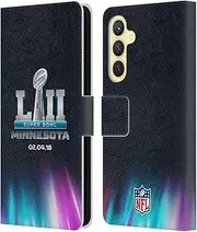 Head Case Designs Officially Licensed NFL Northern Lights Glow 2018 Super Bowl LII Leather Book Wallet Case Cover Compatible with Samsung Galaxy S23 FE 5G