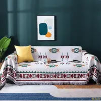在飛比找樂天市場購物網優惠-波西米亞流蘇雙層編織沙發毯 沙發蓋布全蓋 沙發巾 座椅套 露