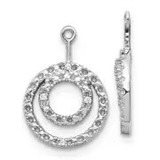 Solid 14k White Gold Double Circle Simulated CZ Earring JacKets