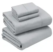 Size Sheets Set, Brushed Microfiber Sheets 4 Pieces (1 Fitted King Dove Grey