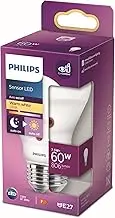 Philips LED E27 lamp with Daylight Sensor, 60 W, Teardrop Shape, Matte, Warm White, Light Sensor
