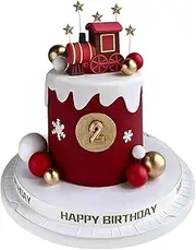 18PCS Train Cake Toppers Balls Cake Decorations with Star Cake Toppers for Boy Girl Baby Shower Train Theme Birthday Party Decorations (Red)
