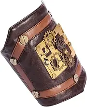 [Dajingkj] Steampunk Armband Industrial Retro Cuff Gear Bracelet Leather Wristband Arm Sleeve Halloween Costume Accessories Brown, Brown, Middle