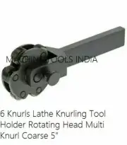 6 Knurls Lathe Knurling Tool Holder Rotating Head Multi Knurl Coarse 5"
