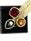 Kenneth Jay Lane Couture Coll. Gold Plated Blue Red Orange Crystal Cocktail Ring