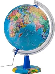 TOPGLOBE 30cm Illuminated Globe - English Map - Modern Political World globe - Educational/Geographic/Desktop Decoration