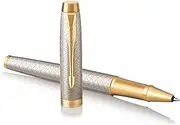 PARKER IM Rollerball Pen, Premium Warm Silver with Fine Point Black Ink Refill (1931686)