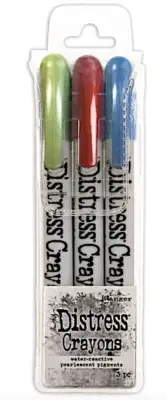 TIM HOLTZ DISTRESS CRAYONS WATER REACTIVE PEARLESCENT PIGMENTS ~HOLIDAY SET 3-B7