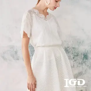 【IGD 英格麗】速達-網路獨賣款-天絲棉鏤空緹花上衣(白色)