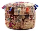 Vintage Pouf Ottoman Moroccan Embroidered Patchwork Footstool Tuffet Bean Bag