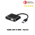USB 3.0 2.0 TO VGA HDMI 轉換器電纜 1080P 2IN1 電視投影儀 2 合 1