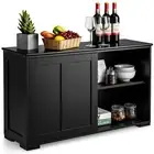 Giantex Buffet Sideboard Kitchen Storage Cabinet Cupboard w/ Sliding Doors Black