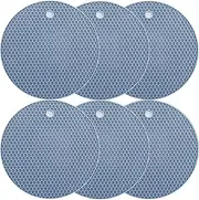 SMART PEPPER 6 Pack Silicone Kitchen Mat Heat Resistant Pot Holders Hot Pads Multi-Purpose Table Placemats for Hot Dishes & Table - Kitchen Potholders for Jar Opener, Spoon Holder, Oven Mitts (Blue)