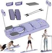 Pilates Reformer Machine Ab Roller Wheel Training Board with Elbow Support, Automatic Rebound Abdominal Board Core Trainer Foldable Pilates Equipment Home Exercise Workout Equipment Purple